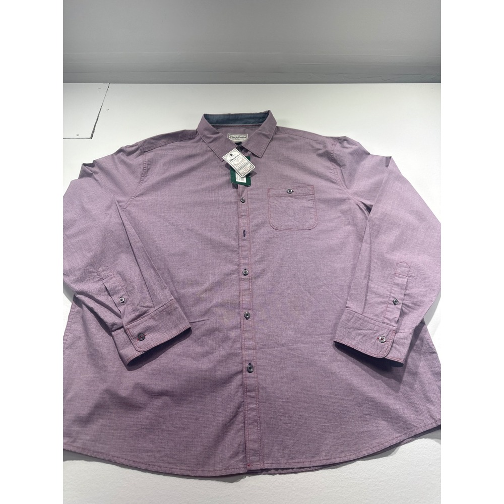 Flag & Anthem Mens XXL Purple Micro Check Long Sleeve Button Down Shirt NEW